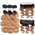 Ombre Blonde 8A Grade Virgin Brazilian Body Wave Hair Weaves With Frontal, Wholesale Cuticle Align Hair Vendors